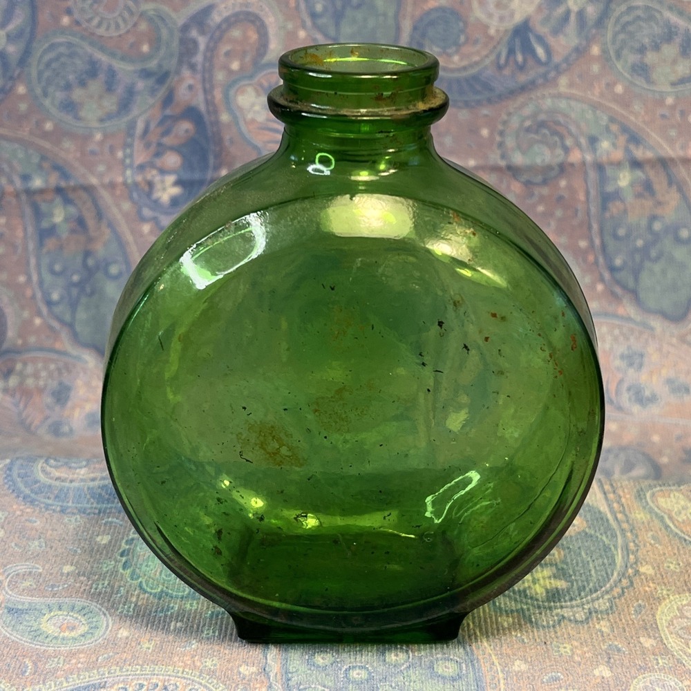 Vintage Sunsweet Prune Juice 1930's 40's Canteen Style Green Glass Bottle Jar